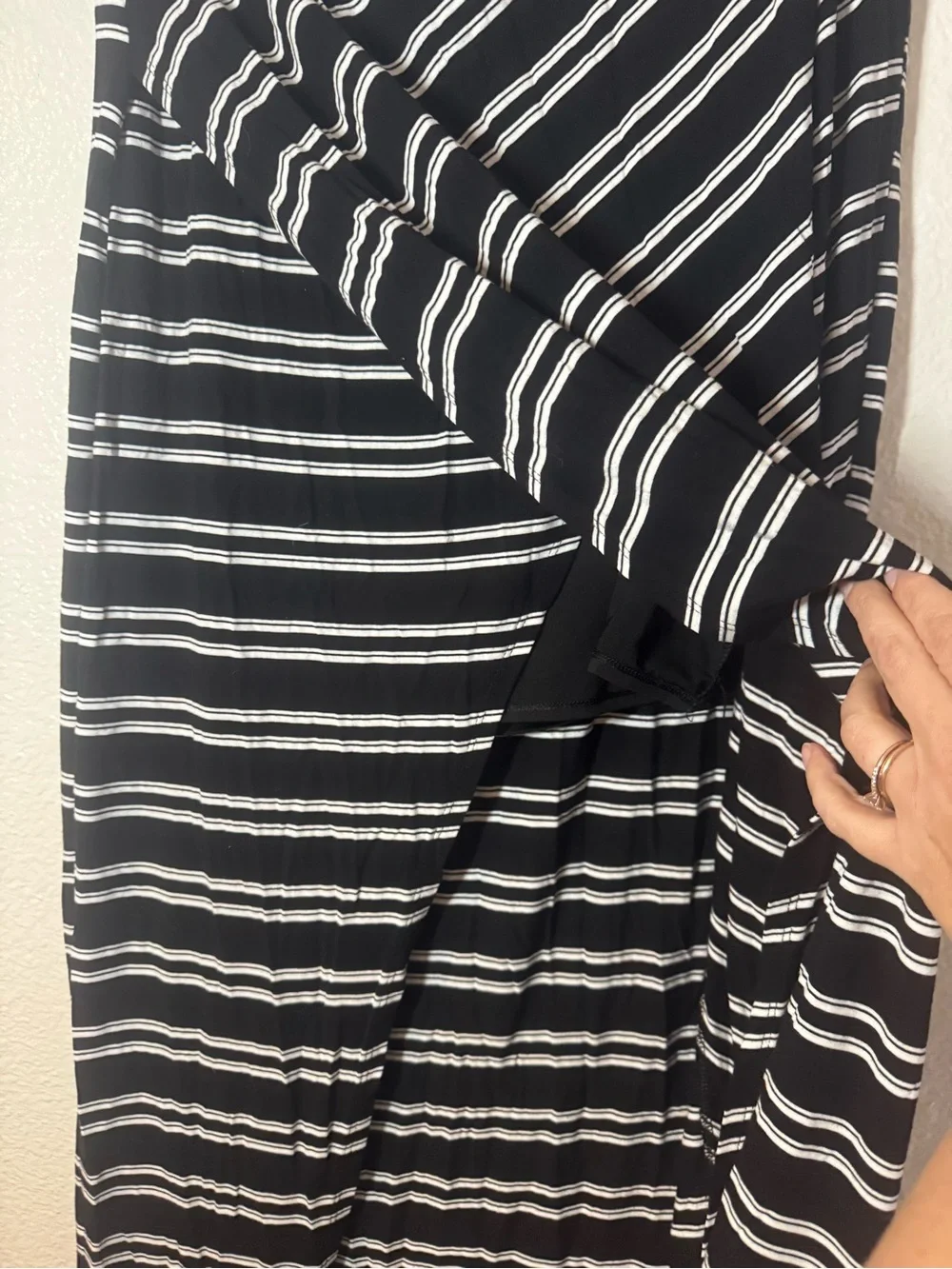 White House Black Market Black & White Diagonal Stripe Wrap Maxi Skirt
